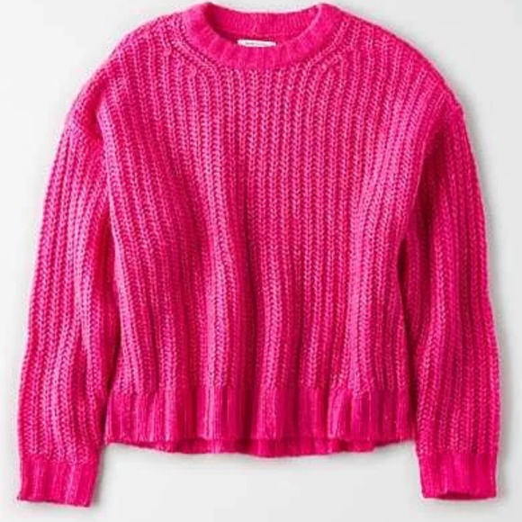 American Eagle Chunky Knit Sweater | Size XS | Hot Pink - Picture 1 of 6